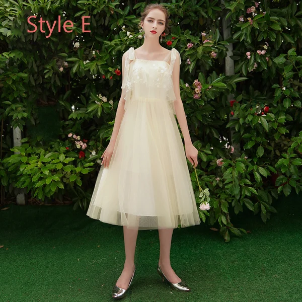 Discount Ocean Blue Bridesmaid Dresses 2019 A-Line / Princess Appliques Lace Tea-length Ruffle Backless Wedding Party Dresses