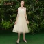 Discount Ocean Blue Bridesmaid Dresses 2019 A-Line / Princess Appliques Lace Tea-length Ruffle Backless Wedding Party Dresses