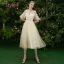 Discount Ocean Blue Bridesmaid Dresses 2019 A-Line / Princess Appliques Lace Tea-length Ruffle Backless Wedding Party Dresses