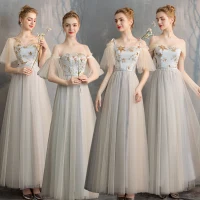 Asequible Gris Vestidos De Damas De Honor 2019 A-Line / Princess Estrella Lentejuelas Cinturón Largos Ruffle Sin Espalda Vestidos para bodas