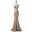 Sexy Bleu Roi Transparentes Robe De Soirée 2019 Trompette / Sirène Une épaule Sans Manches Faux Diamant Glitter Paillettes Longue Volants Dos Nu Robe De Ceremonie