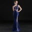 Sexy Bleu Roi Transparentes Robe De Soirée 2019 Trompette / Sirène Une épaule Sans Manches Faux Diamant Glitter Paillettes Longue Volants Dos Nu Robe De Ceremonie