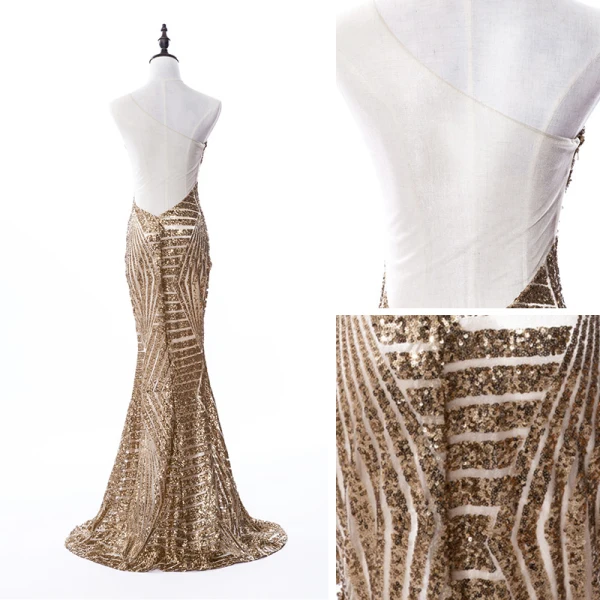 Sexy Bleu Roi Transparentes Robe De Soirée 2019 Trompette / Sirène Une épaule Sans Manches Faux Diamant Glitter Paillettes Longue Volants Dos Nu Robe De Ceremonie