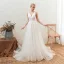 Affordable Ivory Outdoor / Garden Summer Wedding Dresses 2019 A-Line / Princess Deep V-Neck Sleeveless Backless Appliques Lace Court Train Ruffle