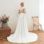 Abordable Ivoire Chiffon Été Transparentes Robe De Mariée 2019 Princesse Encolure Dégagée Sans Manches Appliques En Dentelle Fendue devant Tribunal Train Volants
