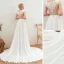 Abordable Ivoire Chiffon Été Transparentes Robe De Mariée 2019 Princesse Encolure Dégagée Sans Manches Appliques En Dentelle Fendue devant Tribunal Train Volants