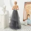 Luxury / Gorgeous Grey Evening Dresses  2019 A-Line / Princess Halter Sleeveless Beading Floor-Length / Long Cascading Ruffles Backless Formal Dresses