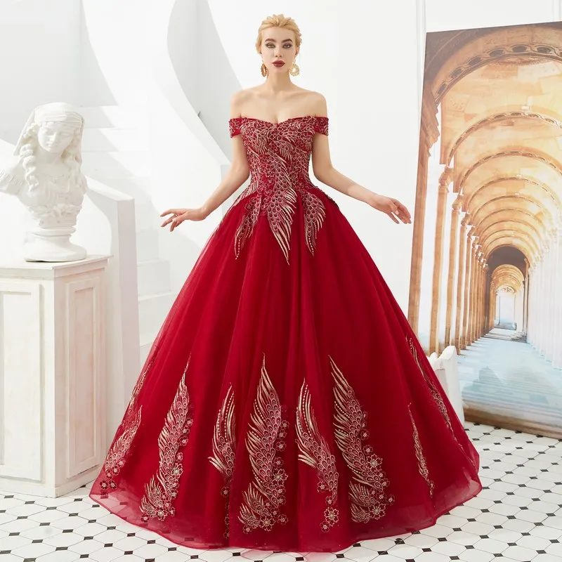 open lace back dress Chic A-line One Shoulder Red Long Prom Dresses Elegant Sequins Evening  Dress sew0219 main image 0