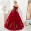 Chic / Beautiful Red Prom Dresses 2019 A-Line / Princess Off-The-Shoulder Short Sleeve Appliques Lace Backless Floor-Length / Long Formal Dresses