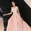 Affordable Pearl Pink Satin Evening Dresses  2019 A-Line / Princess See-through Scoop Neck Sleeveless Appliques Lace Rhinestone Floor-Length / Long Ruffle Formal Dresses