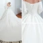 Affordable Modest / Simple Ivory Satin Wedding Dresses 2019 A-Line / Princess Off-The-Shoulder 3/4 Sleeve Backless Cathedral Train Ruffle