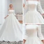 Affordable Modest / Simple Ivory Satin Wedding Dresses 2019 A-Line / Princess Off-The-Shoulder 3/4 Sleeve Backless Cathedral Train Ruffle