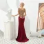 Haut de Gamme Bordeaux Robe De Soirée 2019 Trompette / Sirène Encolure Dégagée Manches Courtes Appliques En Dentelle Train De Balayage Volants Dos Nu Robe De Ceremonie