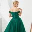 Best Dark Green Prom Dresses 2019 A-Line / Princess Off-The-Shoulder Short Sleeve Beading Floor-Length / Long Ruffle Backless Formal Dresses
