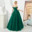 Best Dark Green Prom Dresses 2019 A-Line / Princess Off-The-Shoulder Short Sleeve Beading Floor-Length / Long Ruffle Backless Formal Dresses
