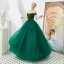 Best Dark Green Prom Dresses 2019 A-Line / Princess Off-The-Shoulder Short Sleeve Beading Floor-Length / Long Ruffle Backless Formal Dresses