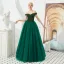 Best Dark Green Prom Dresses 2019 A-Line / Princess Off-The-Shoulder Short Sleeve Beading Floor-Length / Long Ruffle Backless Formal Dresses