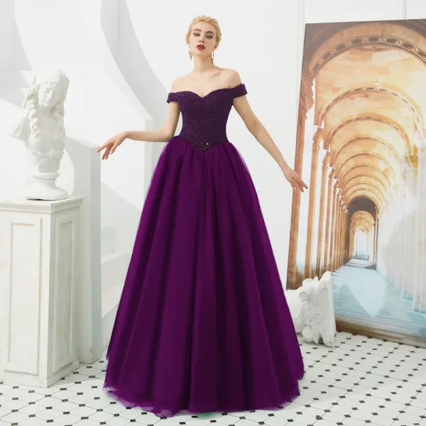 Best Dark Green Prom Dresses 2019 A Line Princess Off The Shoulder Short Sleeve Beading Floor Length Long Ruffle Backless Formal Dresses