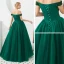 Best Dark Green Prom Dresses 2019 A-Line / Princess Off-The-Shoulder Short Sleeve Beading Floor-Length / Long Ruffle Backless Formal Dresses