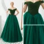 Best Dark Green Prom Dresses 2019 A-Line / Princess Off-The-Shoulder Short Sleeve Beading Floor-Length / Long Ruffle Backless Formal Dresses