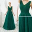 Meilleure Vert Foncé Robe De Soirée 2019 Princesse V-Cou Sans Manches Perlage Glitter Tulle Longue Volants Dos Nu Robe De Ceremonie