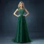 Chic / Beautiful Dark Green Satin Tulle See-through Evening Dresses  2019 A-Line / Princess Scoop Neck Sleeveless Appliques Lace Beading Pearl Sweep Train Ruffle Formal Dresses