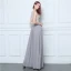 Affordable Grey Chiffon See-through Evening Dresses  2019 A-Line / Princess Scoop Neck Sleeveless Beading Floor-Length / Long Ruffle Formal Dresses