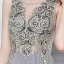 Affordable Grey Chiffon See-through Evening Dresses  2019 A-Line / Princess Scoop Neck Sleeveless Beading Floor-Length / Long Ruffle Formal Dresses