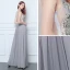 Affordable Grey Chiffon See-through Evening Dresses  2019 A-Line / Princess Scoop Neck Sleeveless Beading Floor-Length / Long Ruffle Formal Dresses