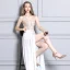 Abordable Noire Transparentes Robe De Soirée 2019 Princesse Col v profond Sans Manches Appliques En Dentelle Perlage Faux Diamant Fendue devant Longue Volants Dos Nu Robe De Ceremonie