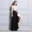 Abordable Noire Transparentes Robe De Soirée 2019 Princesse Col v profond Sans Manches Appliques En Dentelle Perlage Faux Diamant Fendue devant Longue Volants Dos Nu Robe De Ceremonie