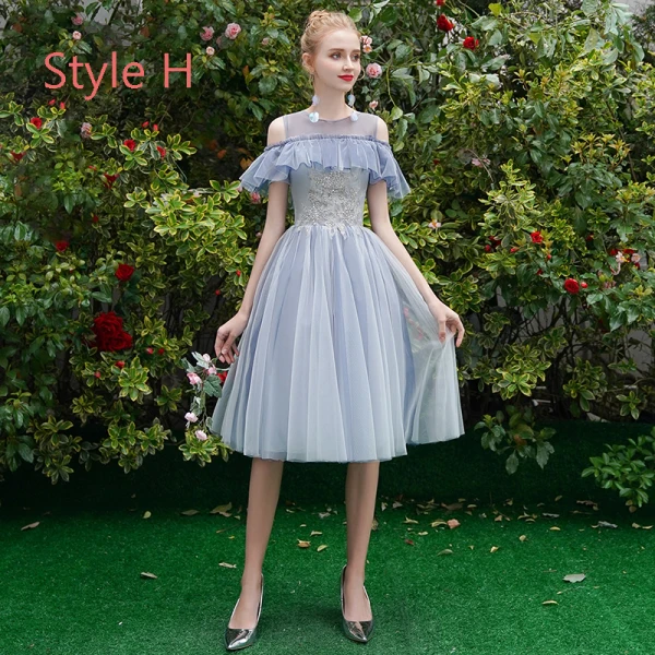 Affordable Chic / Beautiful Sky Blue Bridesmaid Dresses 2019 A-Line / Princess Appliques Lace Tea-length Ruffle Backless Wedding Party Dresses