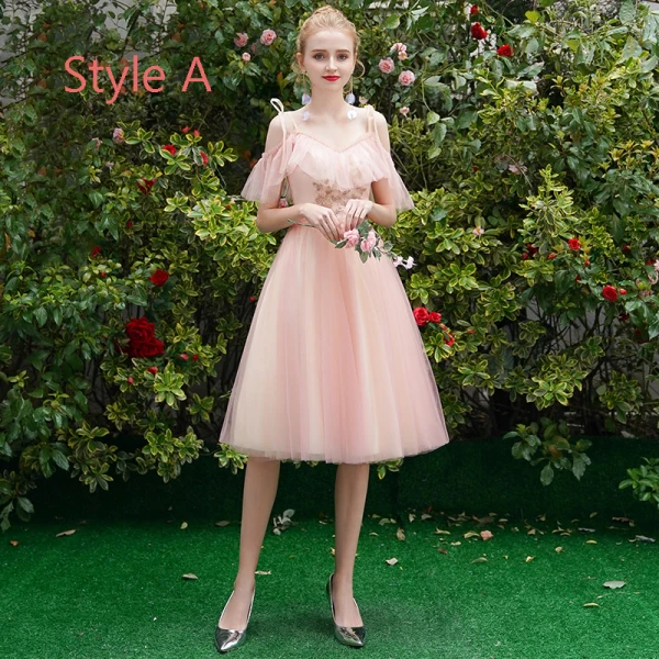 Affordable Chic / Beautiful Sky Blue Bridesmaid Dresses 2019 A-Line / Princess Appliques Lace Tea-length Ruffle Backless Wedding Party Dresses