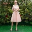 Affordable Chic / Beautiful Sky Blue Bridesmaid Dresses 2019 A-Line / Princess Appliques Lace Tea-length Ruffle Backless Wedding Party Dresses