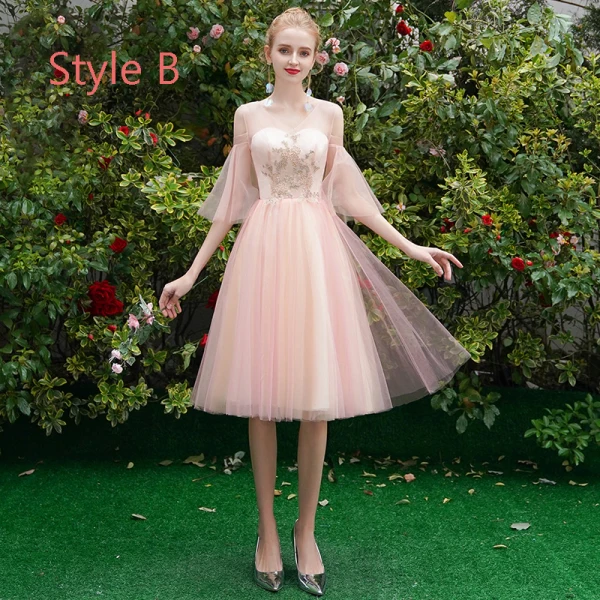 Affordable Chic / Beautiful Sky Blue Bridesmaid Dresses 2019 A-Line / Princess Appliques Lace Tea-length Ruffle Backless Wedding Party Dresses