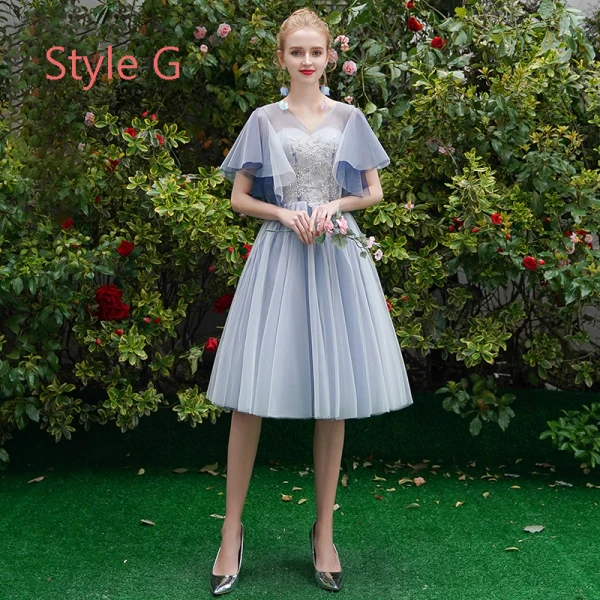 Affordable Chic / Beautiful Sky Blue Bridesmaid Dresses 2019 A-Line / Princess Appliques Lace Tea-length Ruffle Backless Wedding Party Dresses