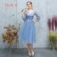 Abordable Océan Bleu Transparentes Robe Demoiselle D'honneur 2019 Princesse Appliques En Dentelle Thé Longueur Volants Dos Nu Robe Pour Mariage