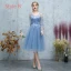 Abordable Océan Bleu Transparentes Robe Demoiselle D'honneur 2019 Princesse Appliques En Dentelle Thé Longueur Volants Dos Nu Robe Pour Mariage