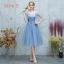 Abordable Océan Bleu Transparentes Robe Demoiselle D'honneur 2019 Princesse Appliques En Dentelle Thé Longueur Volants Dos Nu Robe Pour Mariage