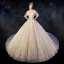 Best Champagne Wedding Dresses 2019 Ball Gown Off-The-Shoulder Short Sleeve Bell sleeves Backless Appliques Lace Beading Cathedral Train Ruffle