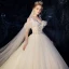 Illusion Champagne Robe De Mariée 2019 Robe Boule Bretelles Spaghetti Détachable Manches Courtes Dos Nu Appliques En Dentelle Perlage Cathedral Train Volants