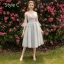 Modern / Fashion Grey See-through Bridesmaid Dresses 2019 A-Line / Princess Heart-shaped Tulle Tea-length Ruffle Wedding Party Dresses