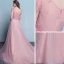 Élégant Rougissant Rose Robe De Soirée 2019 Princesse Encolure Dégagée Manches Courtes Appliques En Dentelle Perlage Train De Balayage Volants Dos Nu Robe De Ceremonie