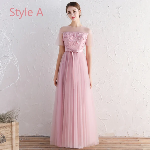 Affordable Blushing Pink Bridesmaid Dresses 2019 A-Line / Princess Sash Appliques Lace Floor-Length / Long Backless Ruffle Wedding Party Dresses