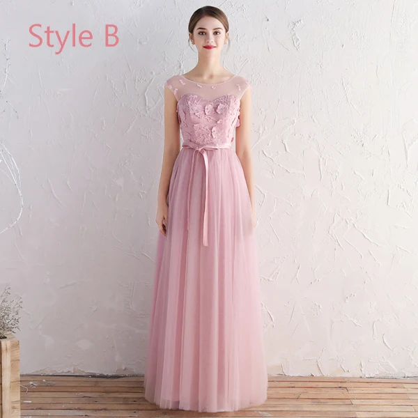 Affordable Blushing Pink Bridesmaid Dresses 2019 A-Line / Princess Sash Appliques Lace Floor-Length / Long Backless Ruffle Wedding Party Dresses