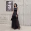 Modern / Fashion Black Summer Evening Dresses  2019 A-Line / Princess Square Neckline Sleeveless Floor-Length / Long Ruffle Formal Dresses