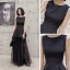 Modern / Fashion Black Summer Evening Dresses  2019 A-Line / Princess Square Neckline Sleeveless Floor-Length / Long Ruffle Formal Dresses