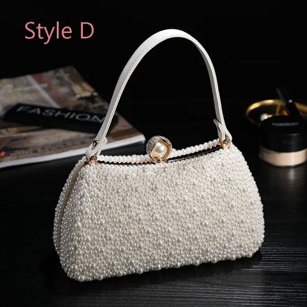 Chic Beautiful Ivory Beading Pearl Clutch Bags 2019 Wedding