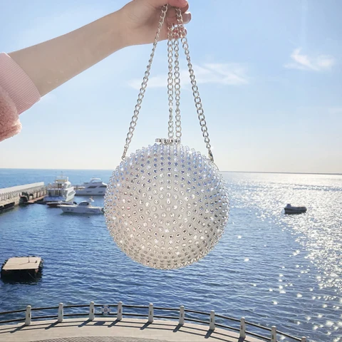 Mode Silver Beading Rhinestone Kuvertväska 2019 Tillbehör