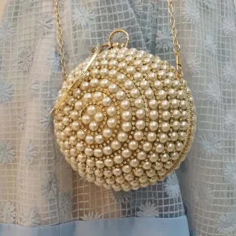 Chic Beautiful Gold Clutch Bags Ivory Beading Pearl Rhinestone Accessories 2019